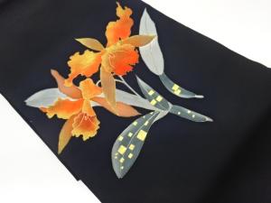 塩瀬金彩カトレア模様名古屋帯